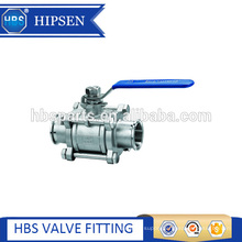 sanitary stainless steel clamp three piece non-retention ball valve